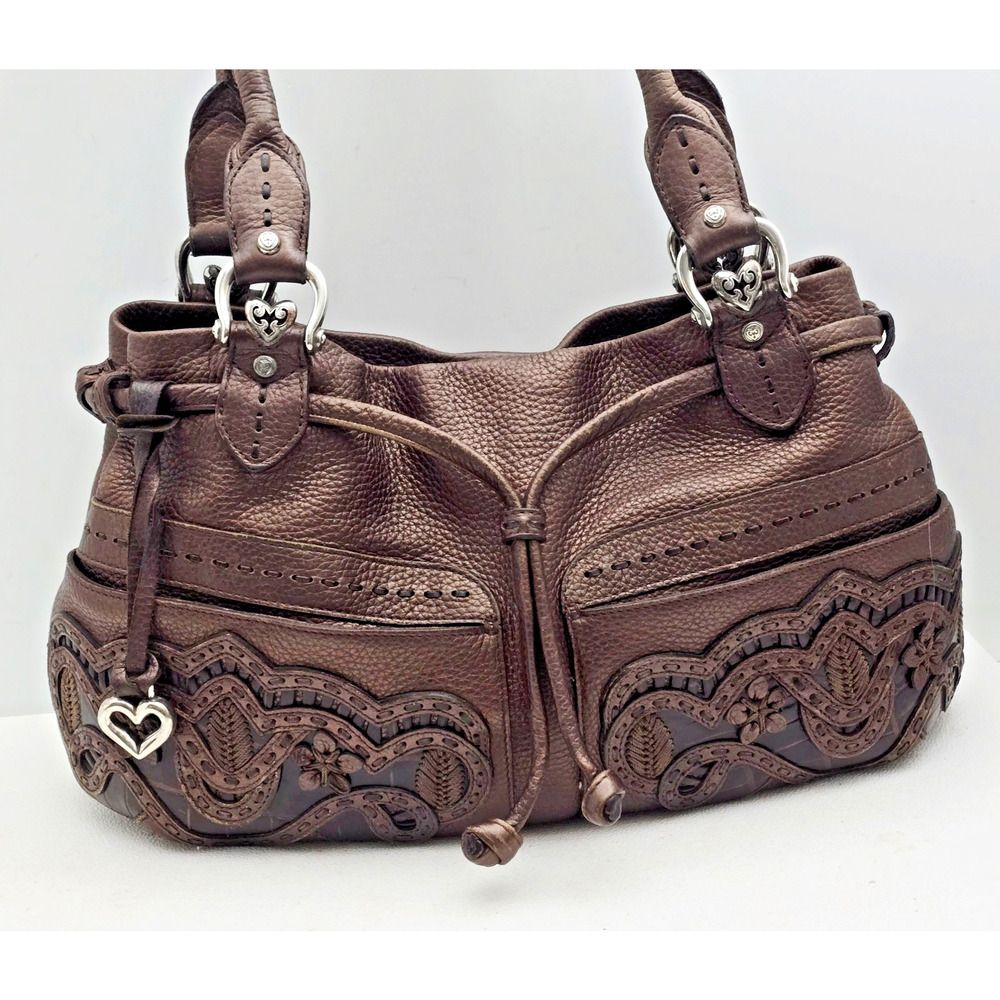 Brighton Lolita Masterpiece Col Leather Shoulder Bag Brown 3D Applique MSRP $350 - Picture 2 of 16